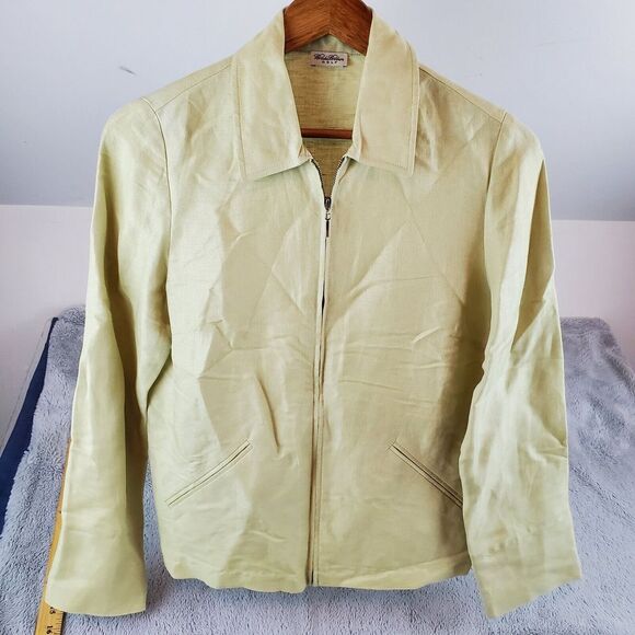 Brooks Brothers Linen Golf Jacket Womens Sz‎ L Mint Green Full Zip Blazer - Picture 1 of 7